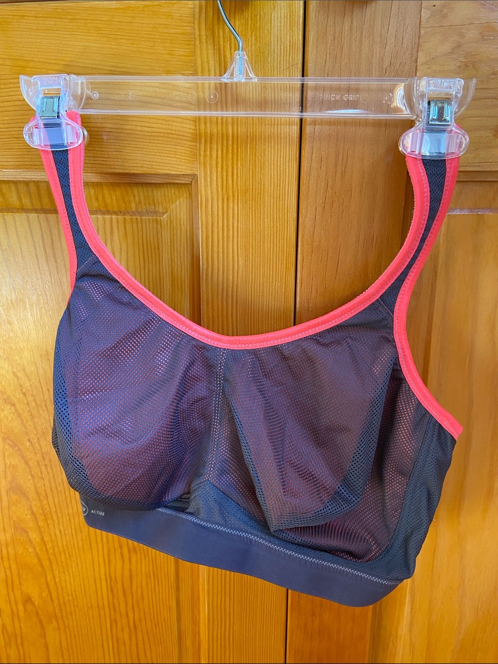 Anita Mesh Sports Bra in Black with Coral Trim - 36 G